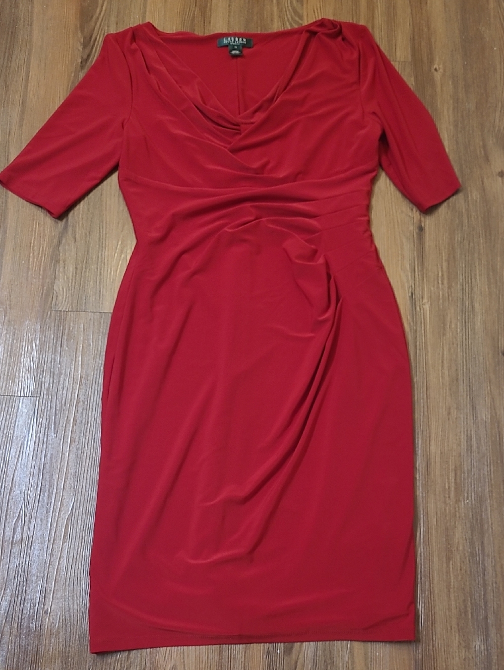 Polo by Ralph Lauren Red Cowl Neck Midi Dress